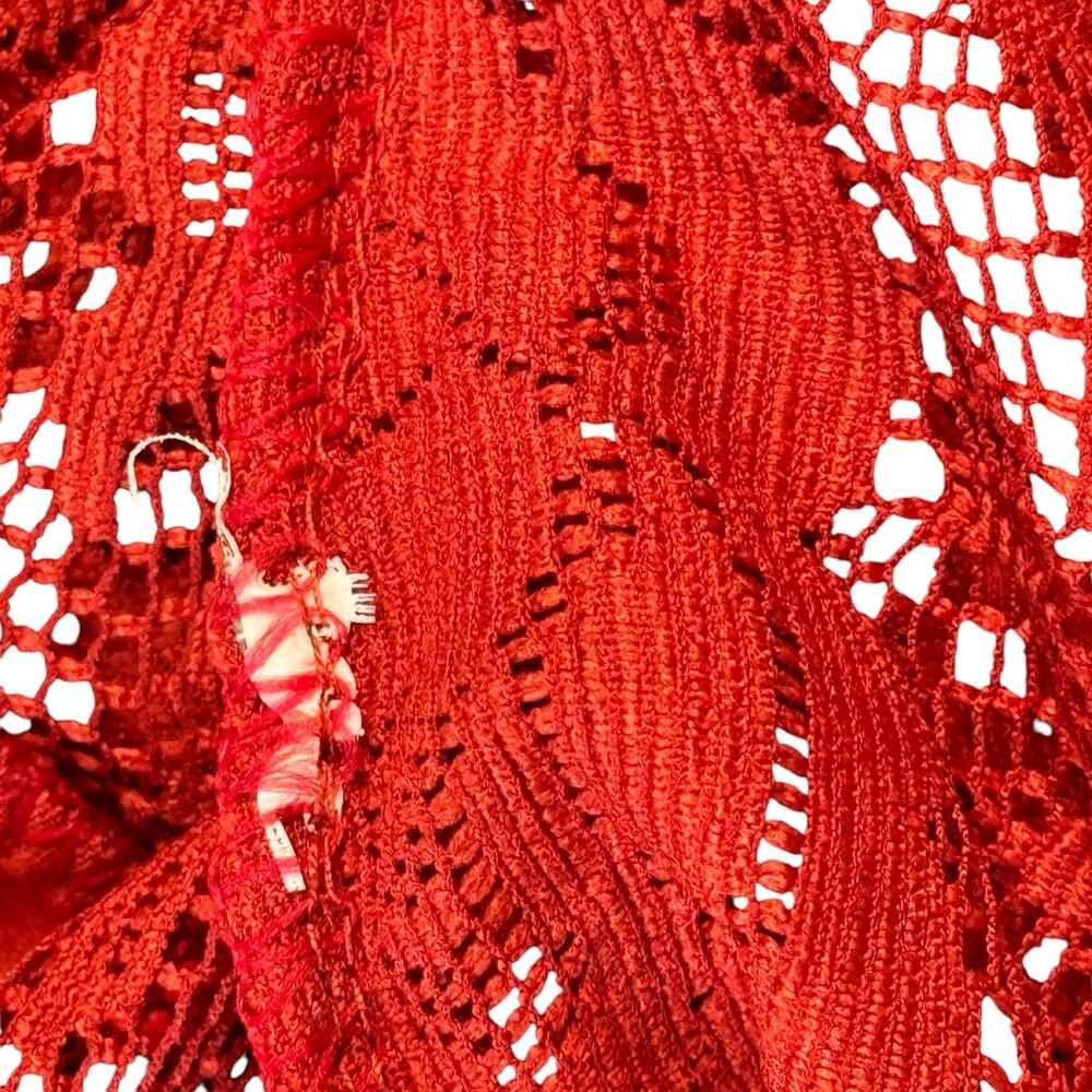 NEXTY Paris Lace Lagenlook Top Women's SZ L Red Art to Wear Delicate Flowy Sheer - Picture 7 of 8
